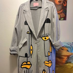 2x Plus Size Long Length Grey Coat